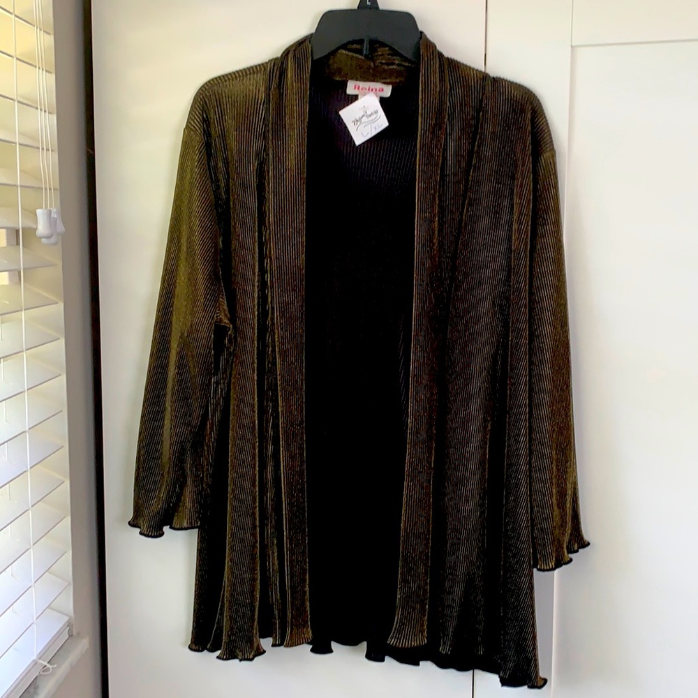 Reina gold and black evening cardigan size L